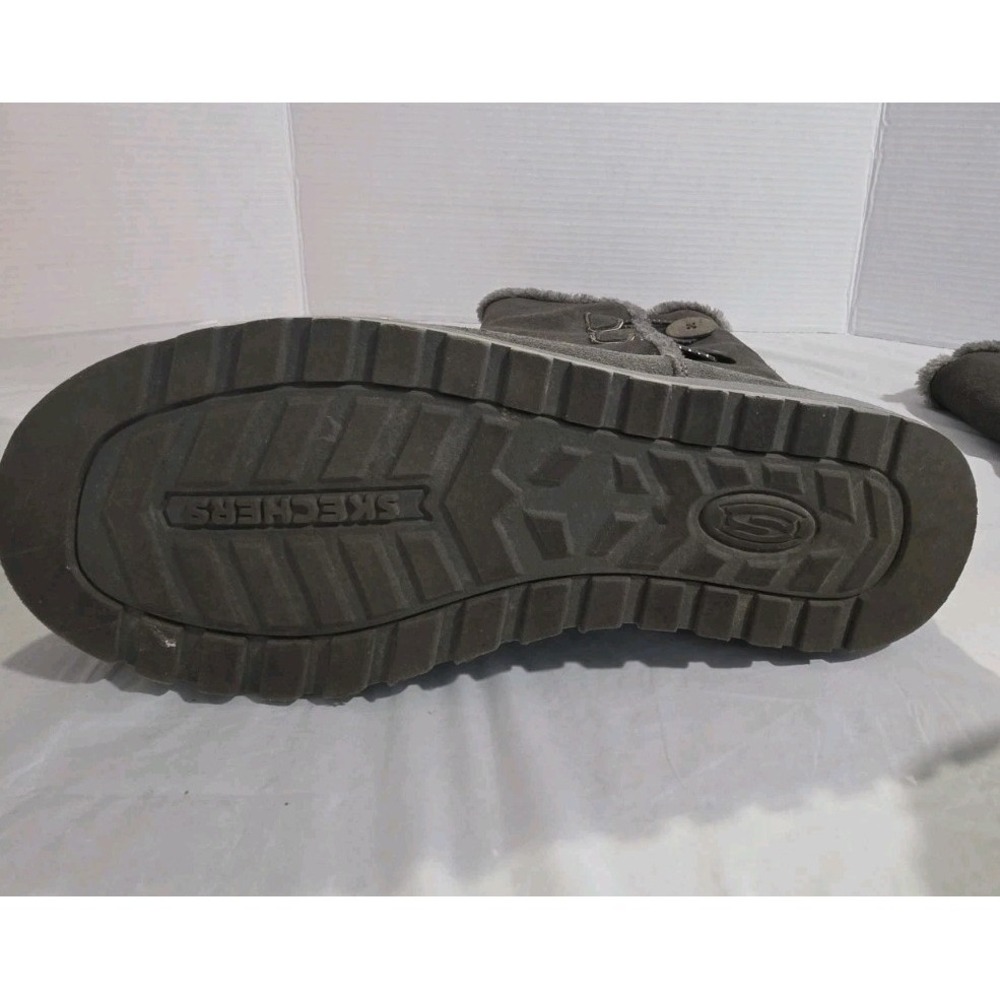 Skechers Womans Suede Boots Fleece Lined Pull On Flat Mid Calf Boot Grey Size 10 - Picture 6 of 11
